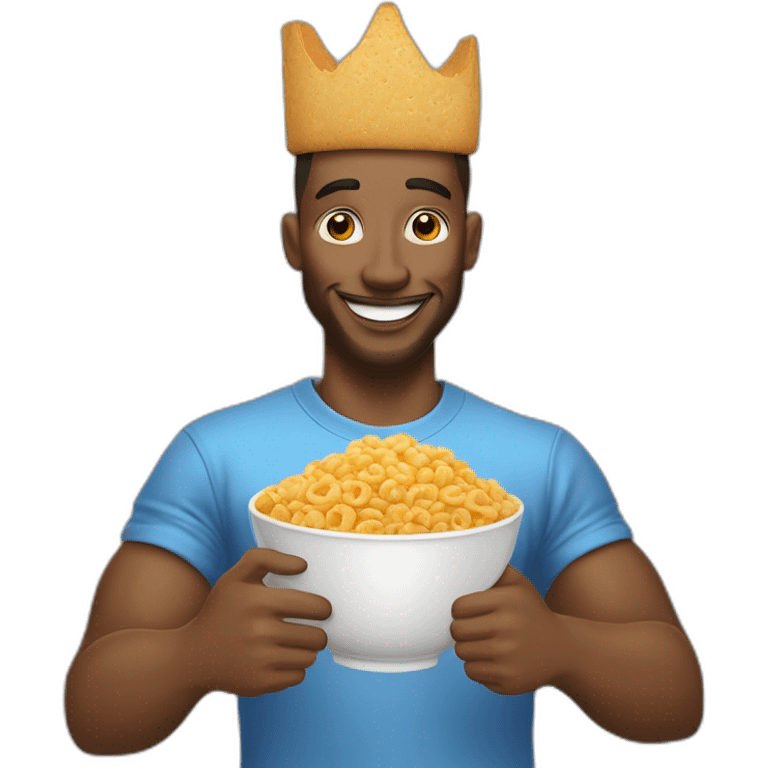 man with a cereal bowl on his head making a thumbs up in streetwear emoji