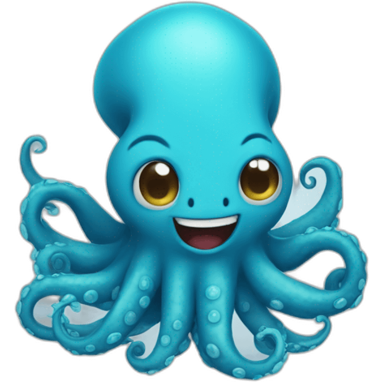 cute blue kraken laughi emoji