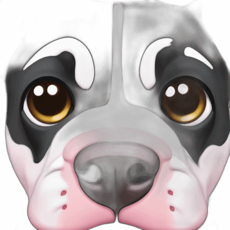 Half body of Black pitbull with pink mark on upper nose, with a thin white line from nose to forehead emoji