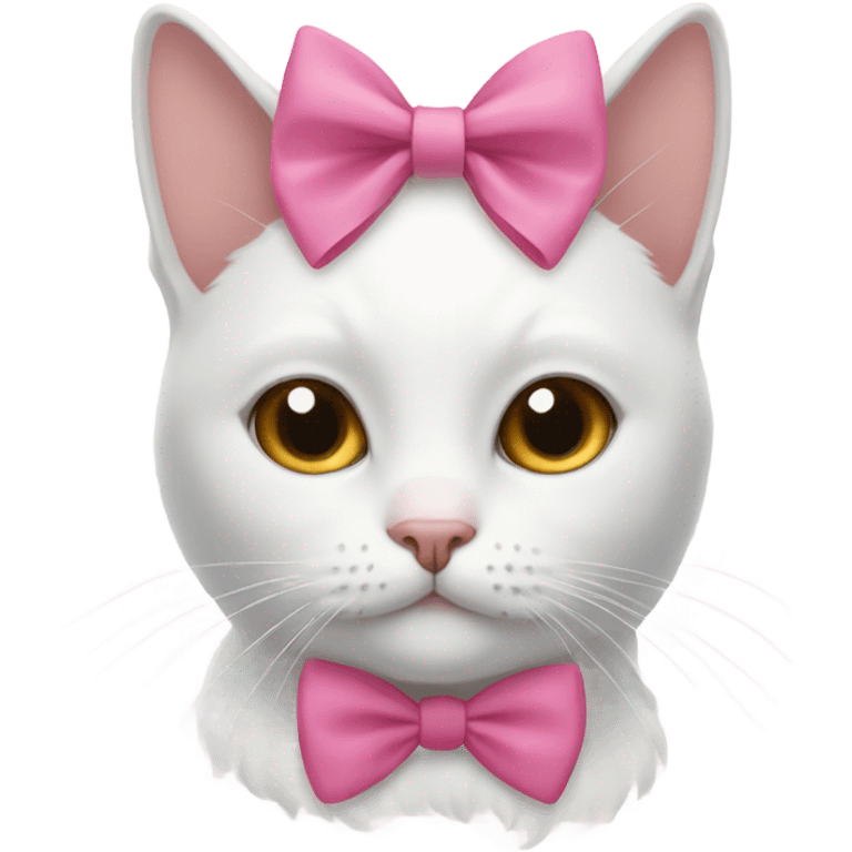 a white cat with a pink bow emoji