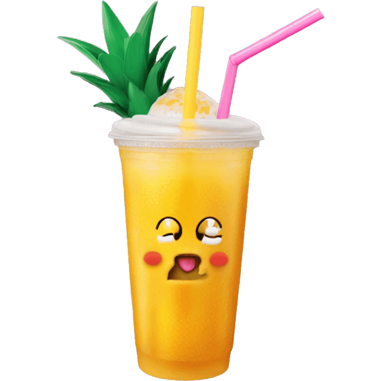 Dunkin donuts mango pineapple drink refresher with straw emoji