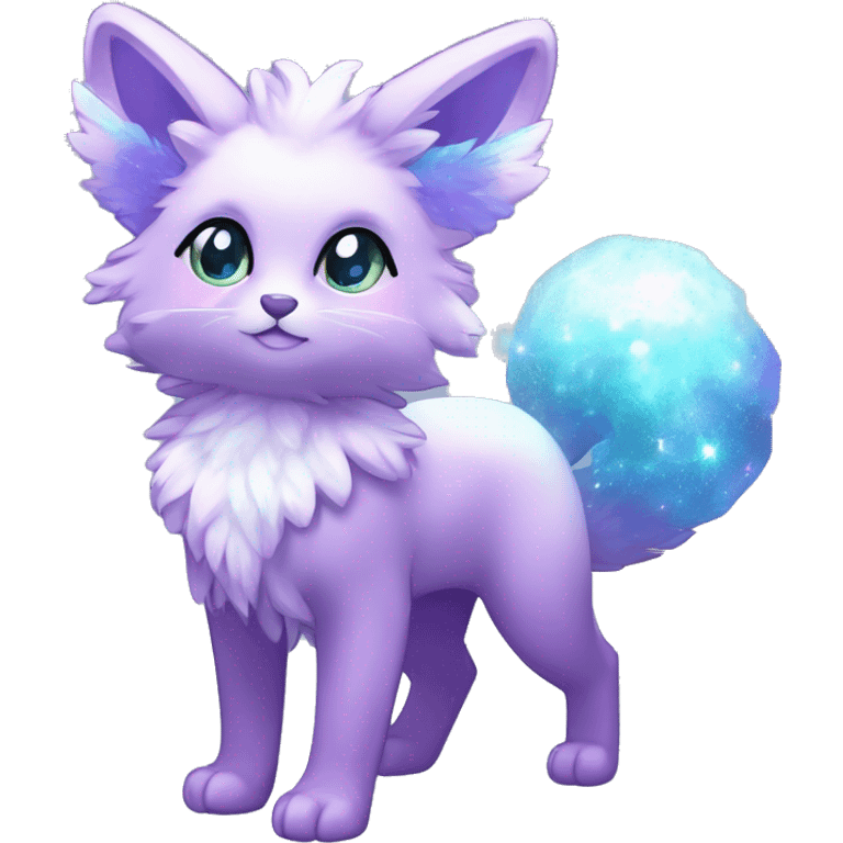 Shiny Sparkly Colorful Fluffy beautiful fantasy Kawaii Ethereal Anthro Sona Nebula-Crystal-Fakemon-animal Full Body emoji