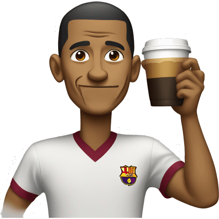 obama drinkin coffe wearing a barcelona shirt emoji