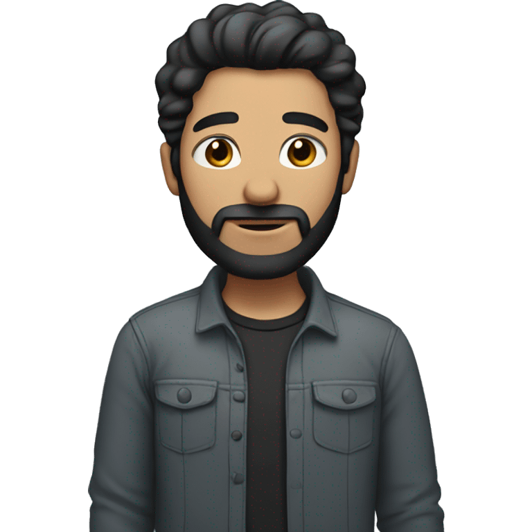 man with black hair and beard standing emoji