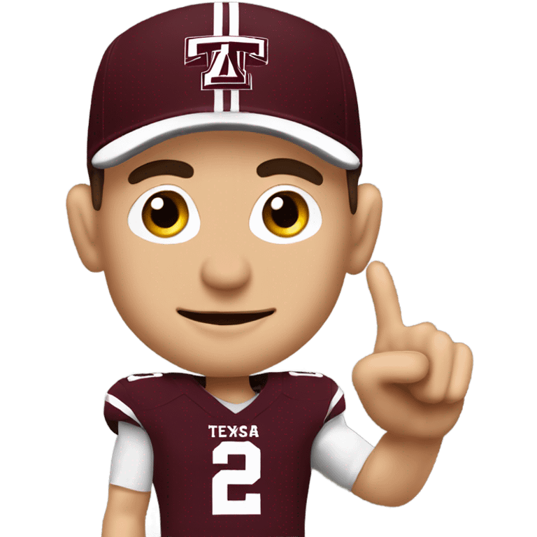 Johnny manziel in a Texas a&m maroon uniform holding up one thumb  emoji