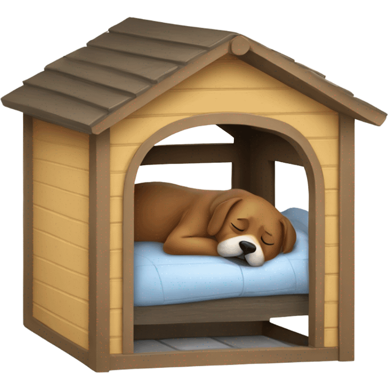 Person sleeping outside in a dog house emoji