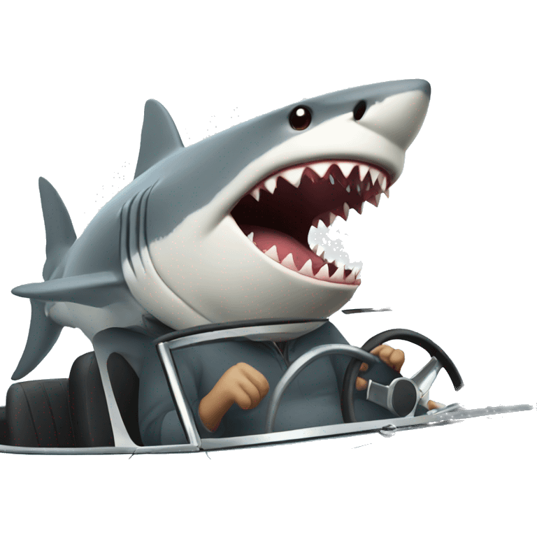 Shark driving a car emoji