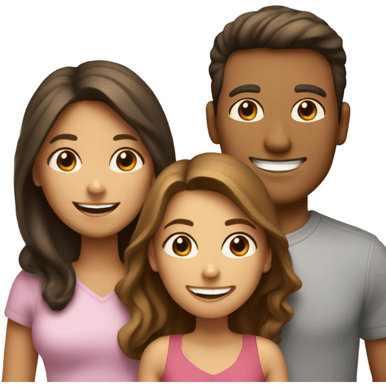 Puerto rican beard short brown hair  with blond long hair woman and brown long hair girl Family  emoji