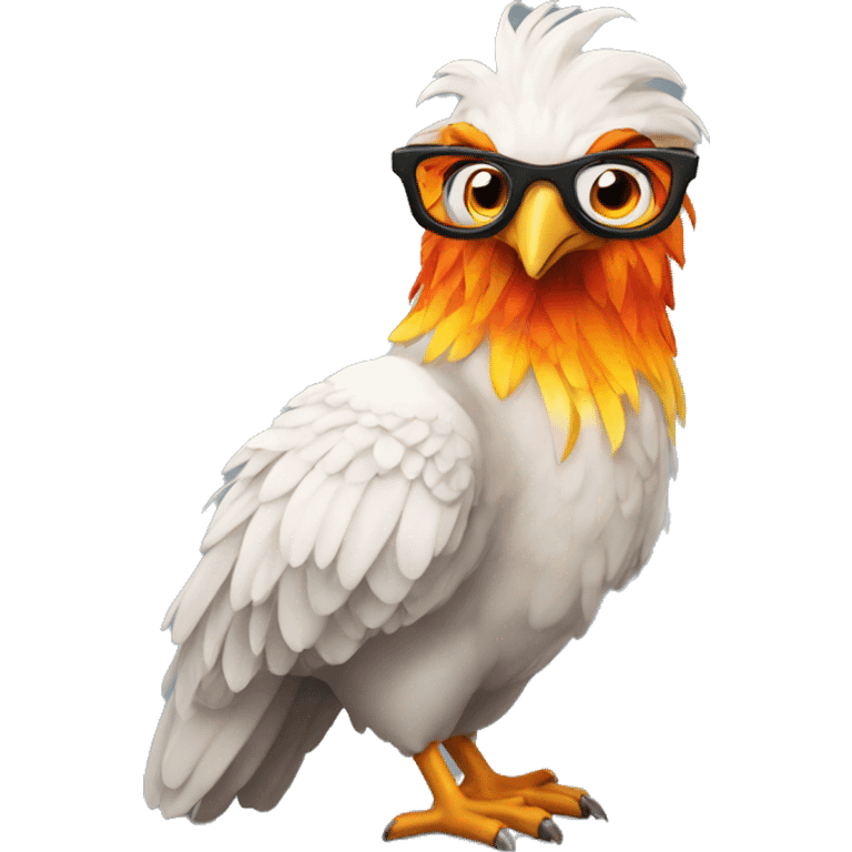 un oiseau phoenix avec des lunettes emoji