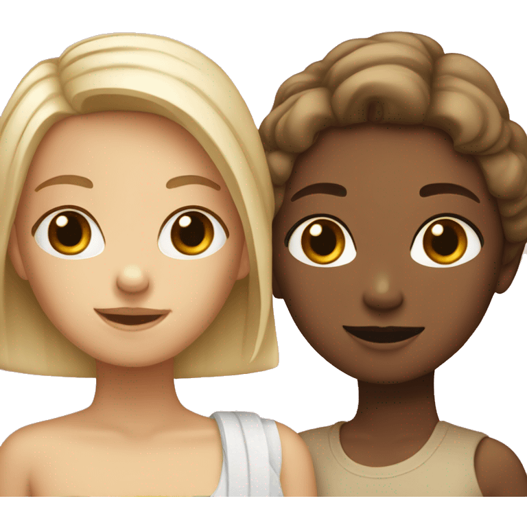 two girls one tan and one pale emoji