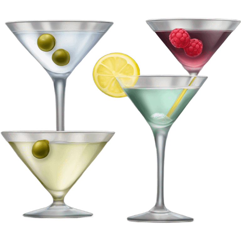 Three martini cocktails emoji