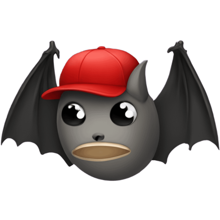 a sad bat in a cave wearing a red cap emoji