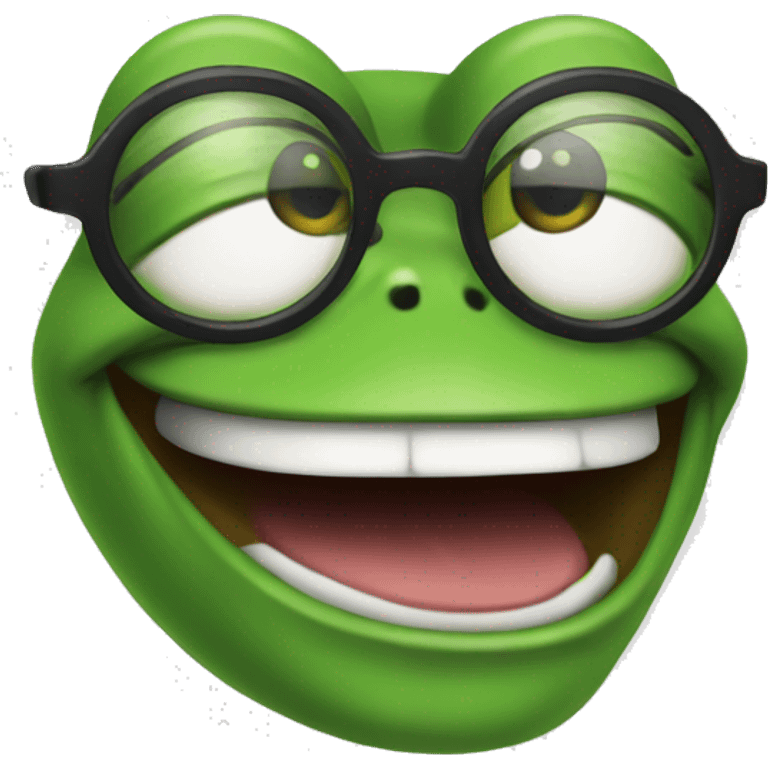 pepe the frog glasses big smile emoji