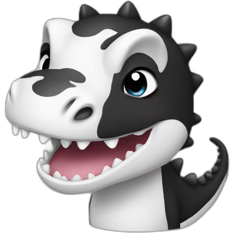 Cute black and white dino emoji