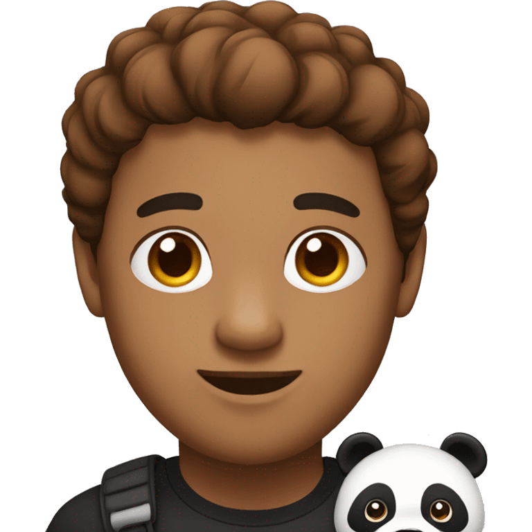 A brown skinned male with a big panda head emoji