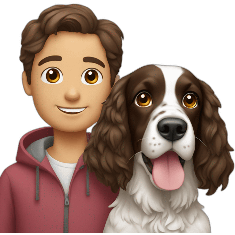 1 Springer spaniel with man and girl emoji