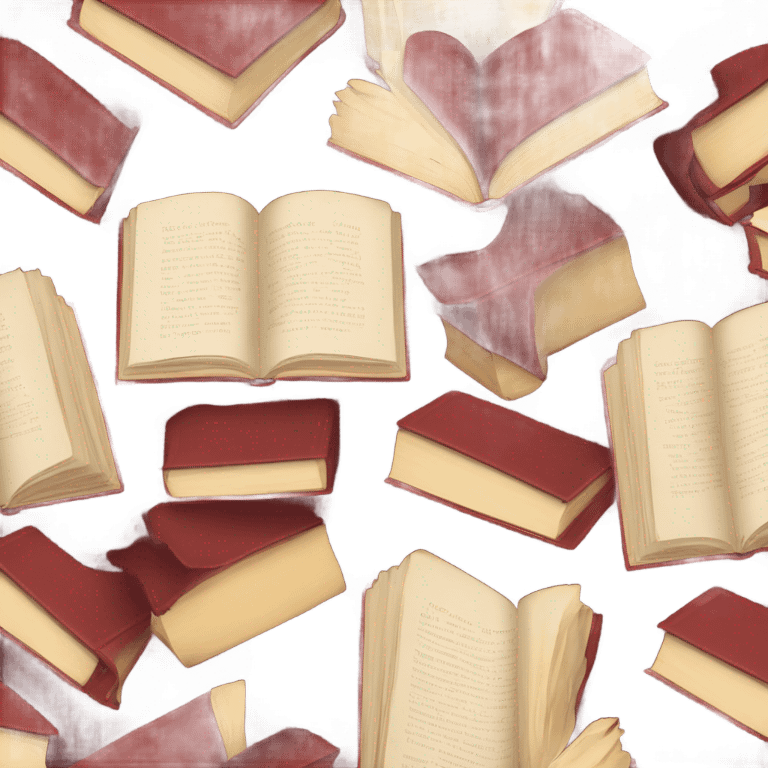 Dark red open books with leaves in beige  emoji