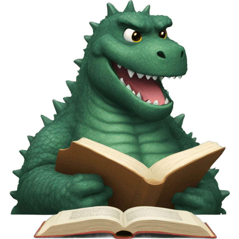 Godzilla reading a book emoji