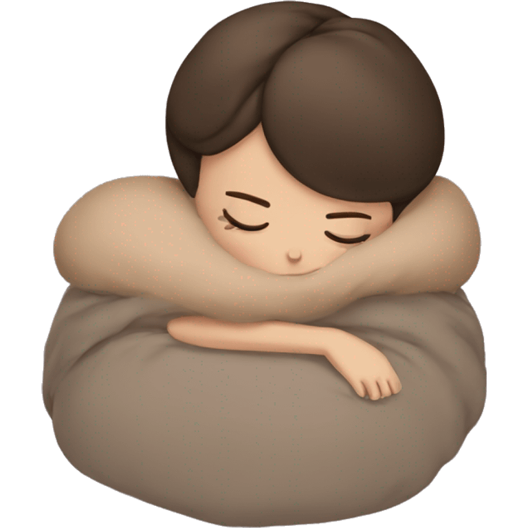 brunette bun girl sleeping emoji