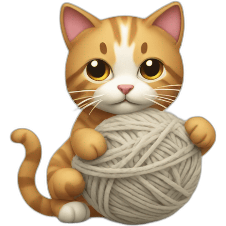 a cat playing with a ball of wool emoji