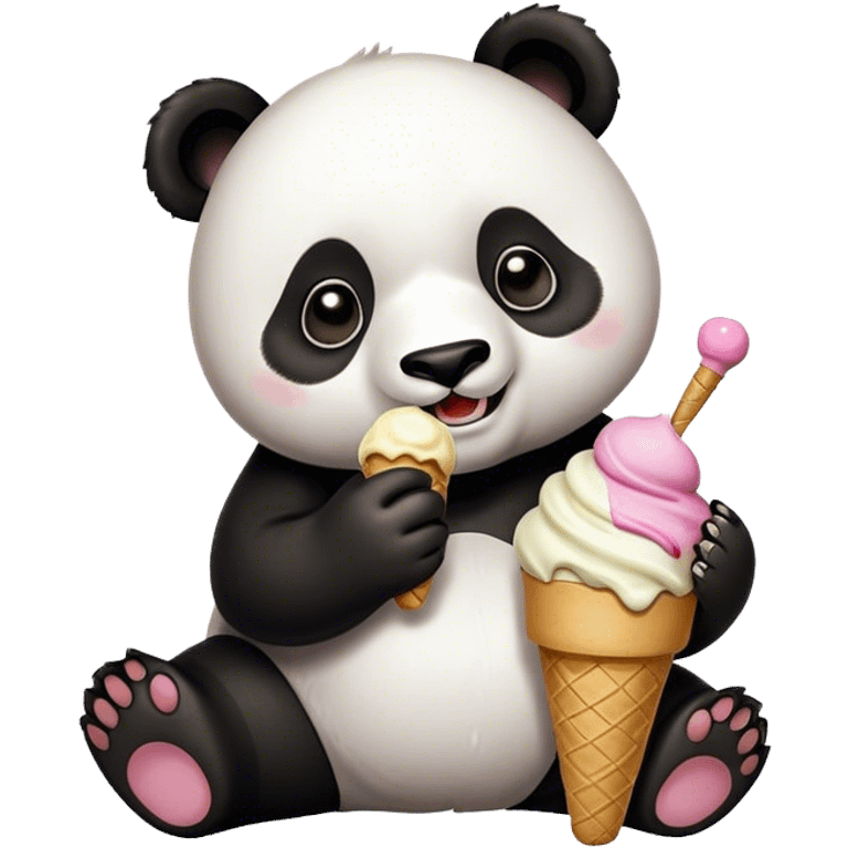 Panda eating ice cream emoji