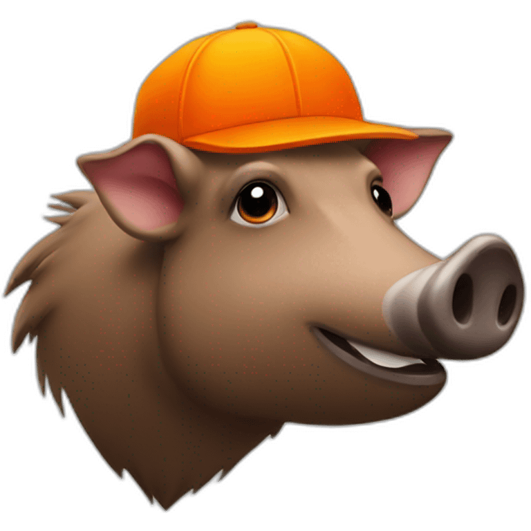 wild boar with orange cap emoji