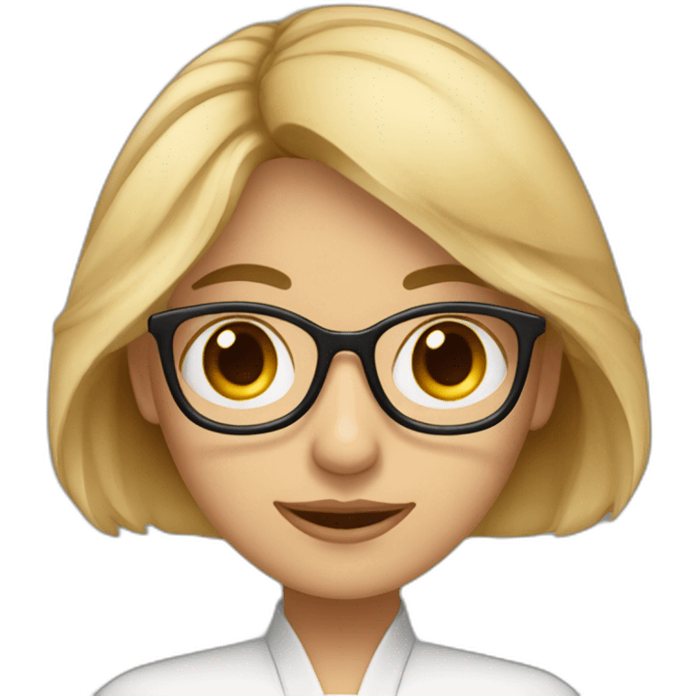 profesora rubia con coleta ojos grandes marrones emoji