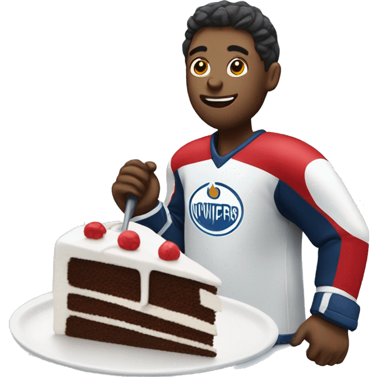 Ice hockey player eating cake emoji