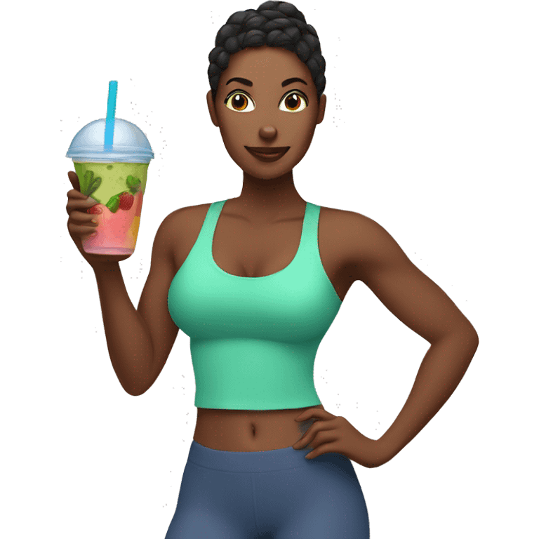 Fit woman holding a smoothie emoji