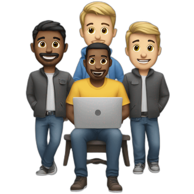 three men with a laptop emoji