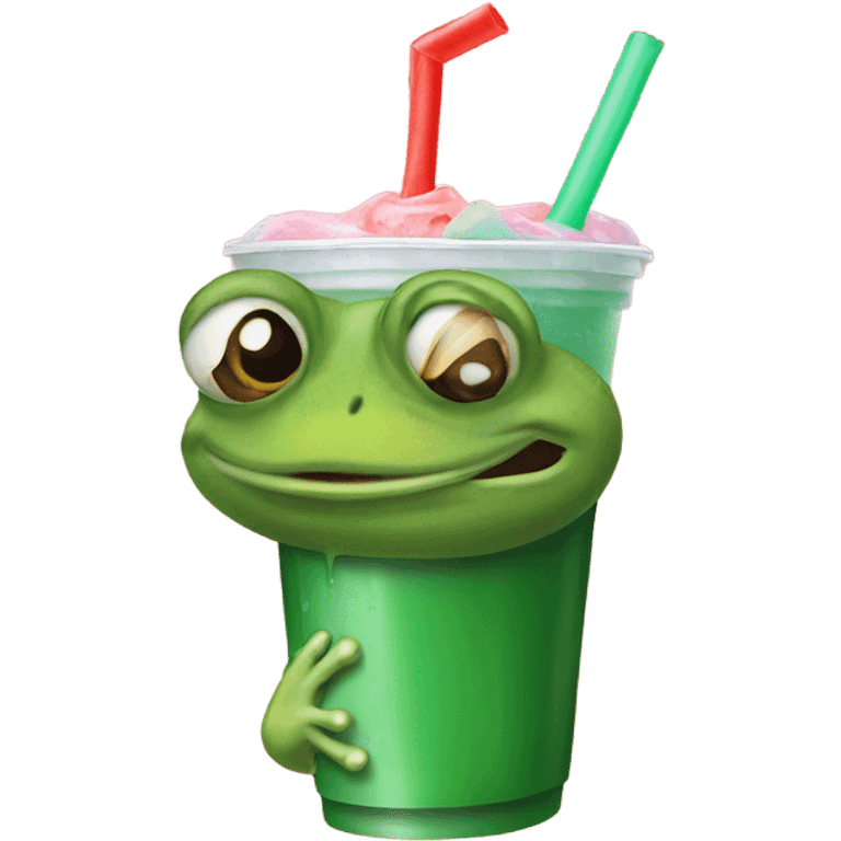 Frog drinking a slurpee emoji