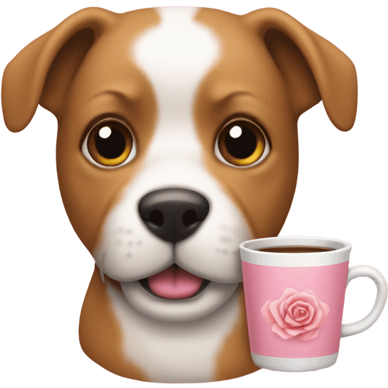 un té rosado con un perrito al lado emoji