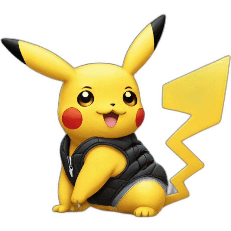 Pikachu wearing black jordans emoji