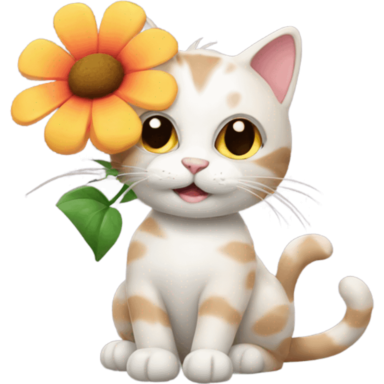 cat holding a flower emoji