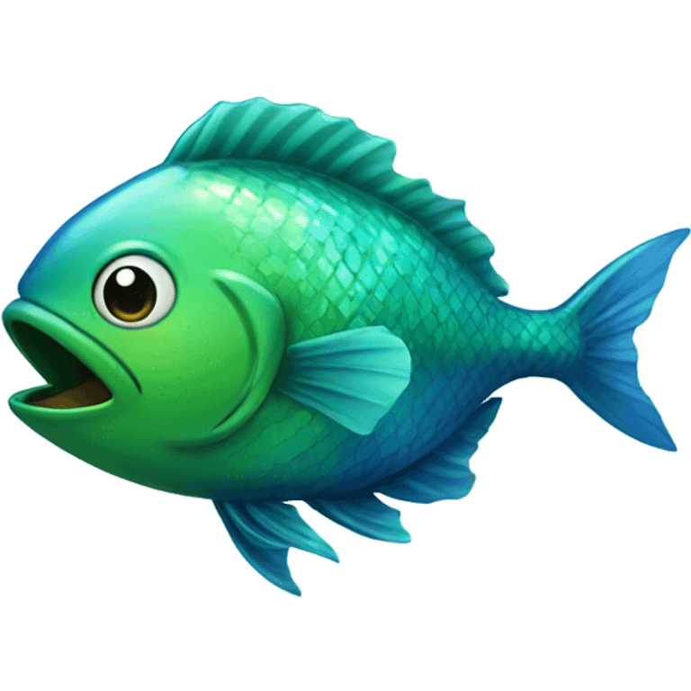 Shiny blue and green fish emoji