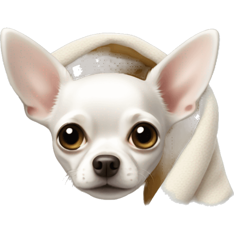 white chihuahua in a blanket emoji