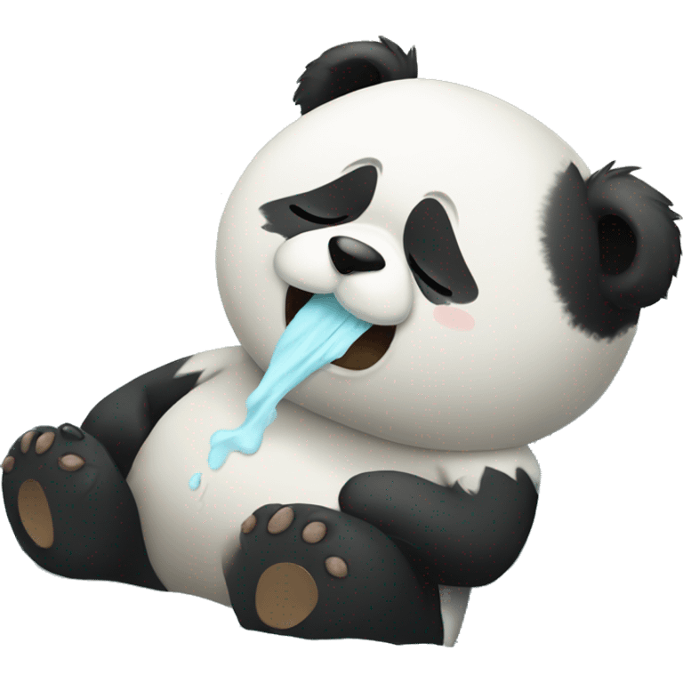 Sick cute Panda in bed sneezing emoji