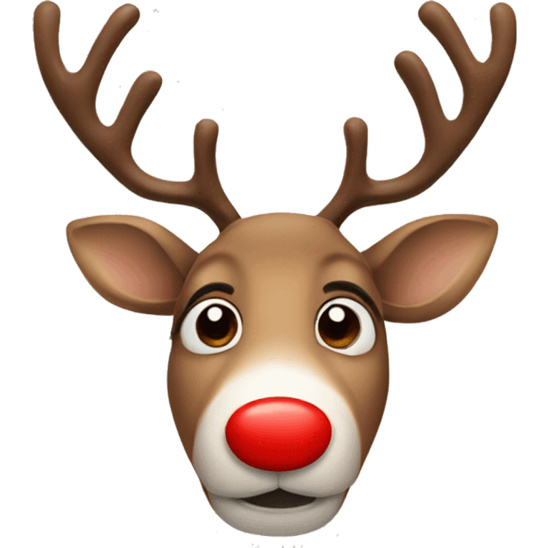 Reindeer with a red nose emoji