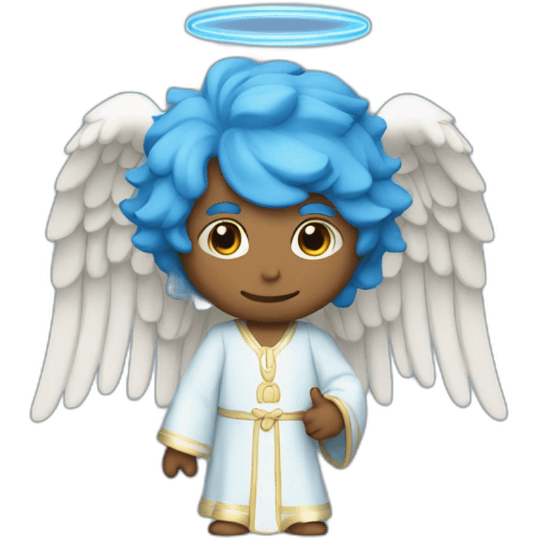 Male Angel with blue hair and blue robes emoji