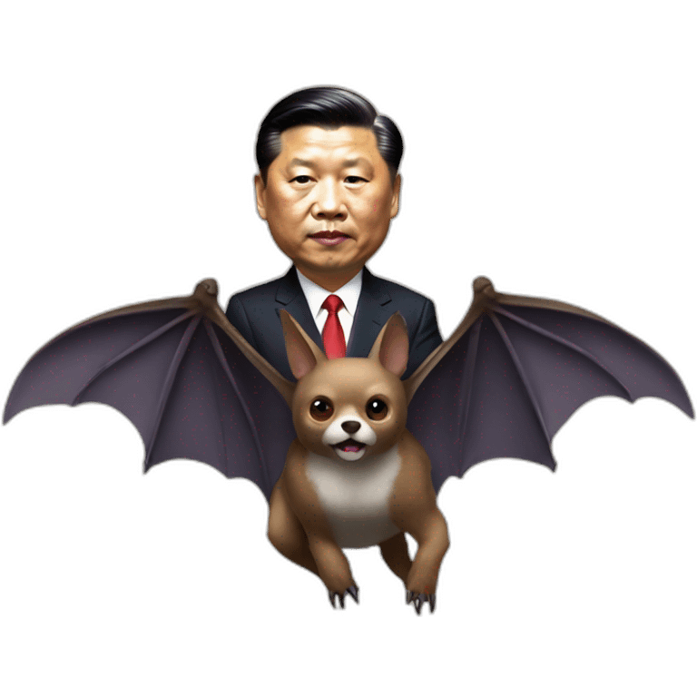 President Xi riding a animal bat with wings emoji