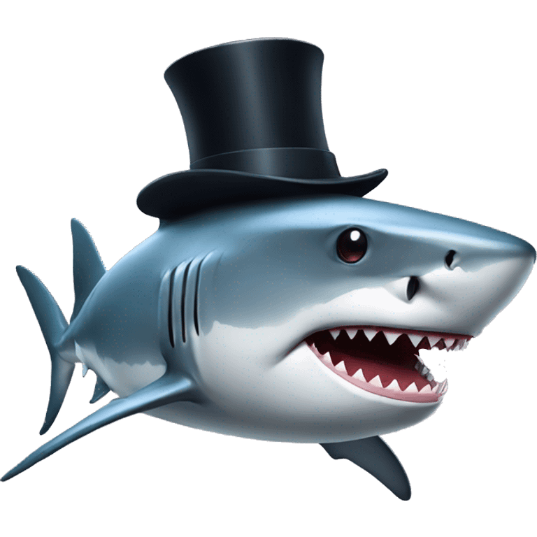 Shark with a top hat emoji