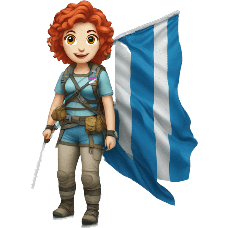 a red hair female on everest with greek flag emoji