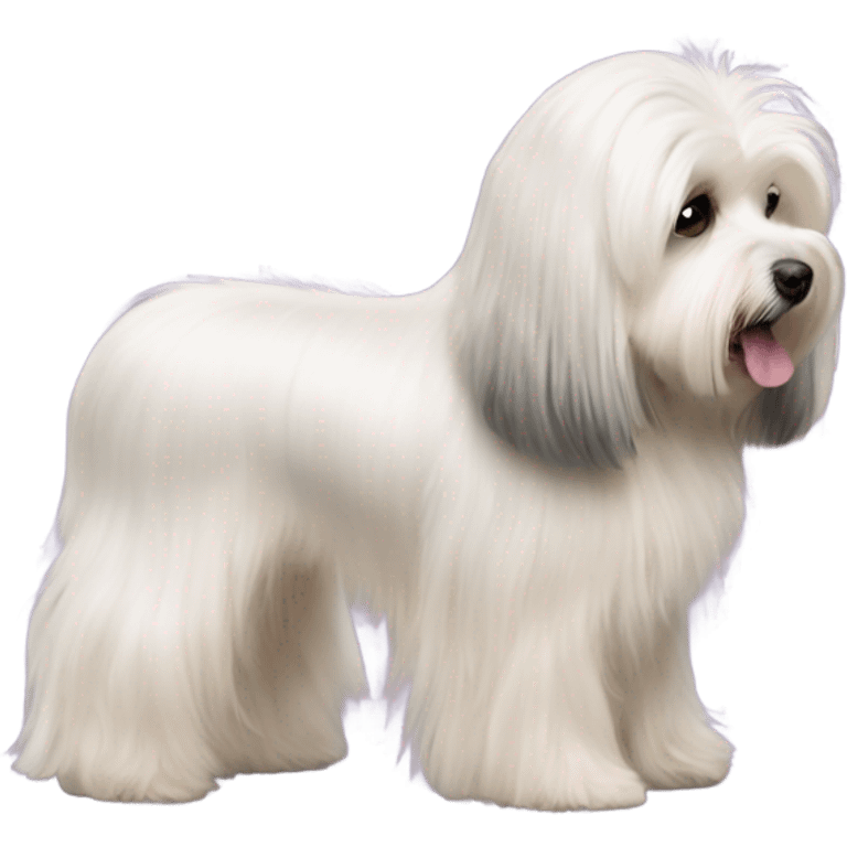 Side view of Havanese long hair all the way down to the dogs feet at a dog show  emoji