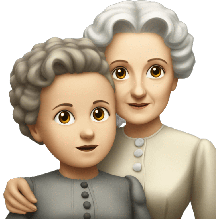 marie curie with little dother irene emoji