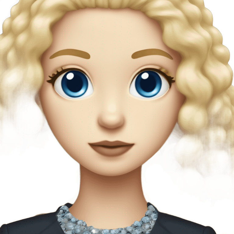 Slavic girl blonde long hair and blue eyes and chanel suit and toy poodle drown emoji