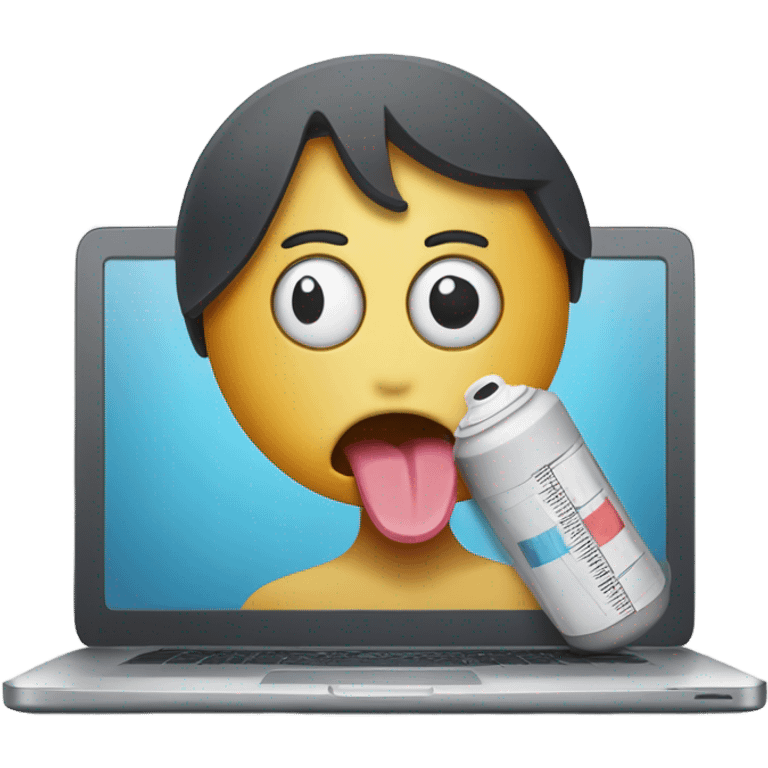 Laptop with a sickness and face emoji