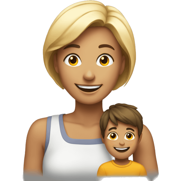 smiling woman with young boy emoji