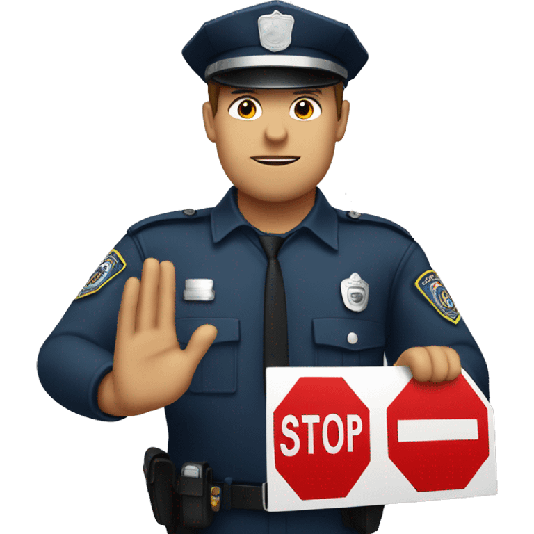 Policeman raising a STOP sign emoji