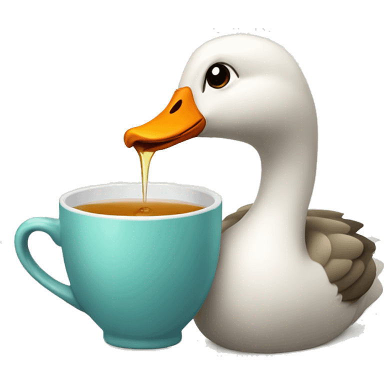 Cute goose drinking tea emoji