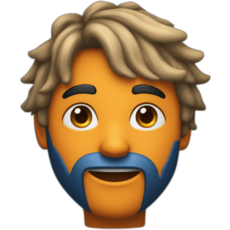 Un mec noir avec des cheveux de couleur bleu dégradé orange moutard sur le visage des symboles doré. Des cornes de bélier orange moutard emoji